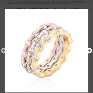 TRI-TONE WHITE TOPAZ STACKABLE RING